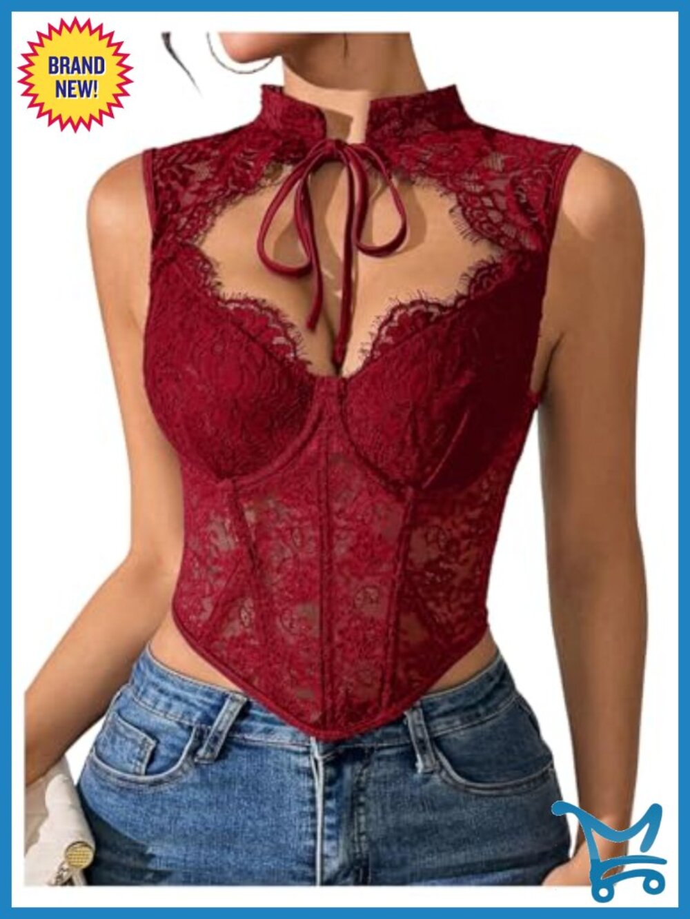 Floral Lace Corset Crop Top Cut Out Bustier Tank Y2K Party